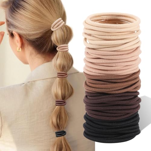 40PCS Hair Ties, Ponytail Holders, Hair Ealstics for Women, No Crease Hair Bands Rubber Bands for Thick Thin Hair, Hair Accessory for Women