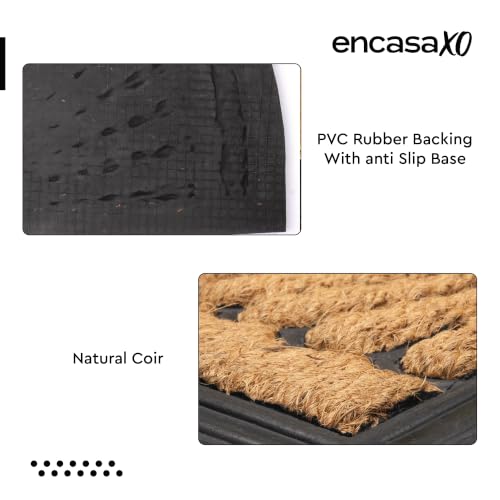 Image of Encasa XO Half-Round Coir Doormat | Heavy-Duty Rubber Entrance Mat-75x45 cm