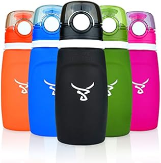 Viking Bottles Collapsible Water Bottle, BPA-Free Leakproof Silicone, 500ml Roll-up | Foldable Non-Toxic | Eco-Friendly |Hygienic Lid | Kids Sports Running Gym Yoga Travel Cycling Outdoors
