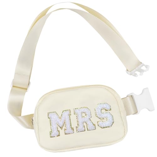 Lamyba Bachelorette Gifts for Bride Fanny Pack, Bride to be Gifts for Bridal Shower Party Wedding day, Mrs Bag for Bride with Adjustable Strap, Waterproof Crossbody Waist Bag, Beige
