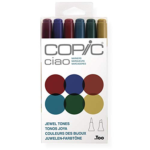 Image of Copic Dual Point Marker Ciao Markers, Jewel Tones, 6-Pack, Multicolor