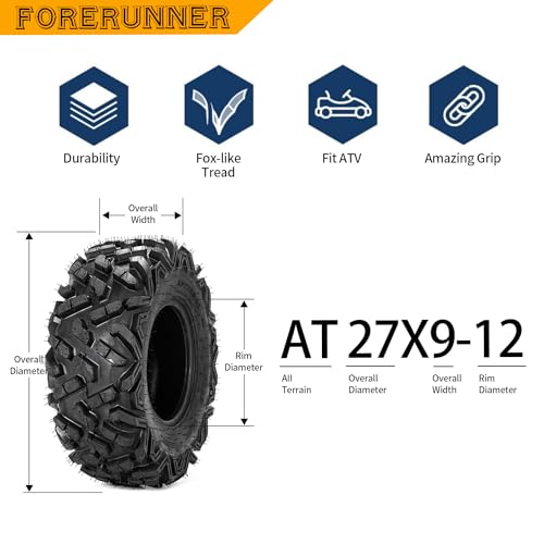 Image of FORERUNNER 27x9-12 ATV Tires, All Terrain ATLAS (Pack of 2, Tubeless) | FORERUNNER 6PR 27x9-12 ATV UTV Trail Sand Mud Off-Road Tires