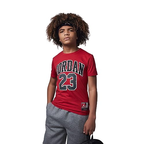 Jordan Practice Flight Short Sleeve T-Shirt Boys Size Large and X-Large Color Gym Red, White, and Black (as1, Alpha, l, Regular)