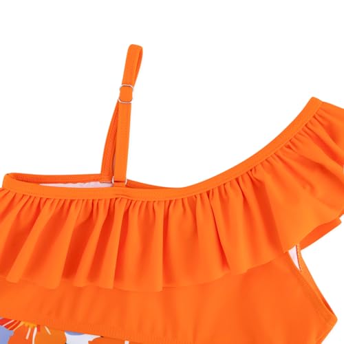 Image of Alakuoti Girls One Piece Swimsuits Cutout Ruffle Bathing Suit Quick Dry Beach Swimwear with Adjustable Strap 5-14 Years