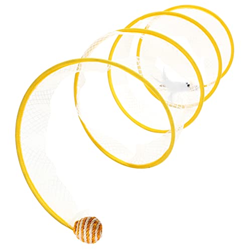 POPETPOP Foldable Cat Tunnel Toy for Indoor Kitten Tunnel and Mesh Engaging and Stimulating Activity for Cats and Kittens