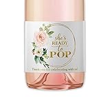 She’s Ready To POP ● SET of 18 ● Blush Rose Baby Shower Mini Champagne Labels, Thank You for...