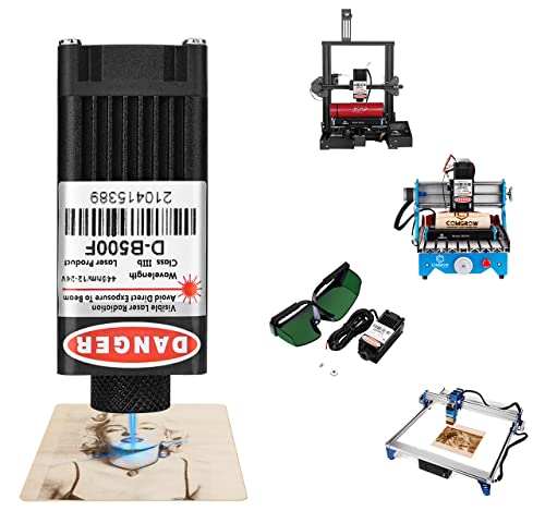 Comgrow 1.6W Laser Engraving Module Compressed Spot for Laser Engraving Cutting Machine 40W Optical Power Eye Protection Design for CNC Engraving Machine Router 3D Printer Wood Glass Stainless Steel