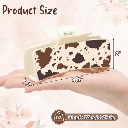 Yussti Western Leather Hair Claw Clips Sunflower Floral Square Claw Clips For Hairstyling Southwest Cow Print Cowhide Hair Accessories Large Aesthetic Western Cowgirl Stuff Gift For Women Girls thumb #3