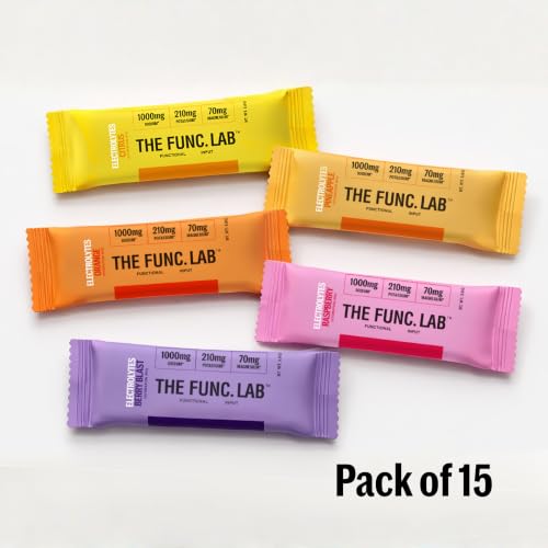 Image of The Func. Lab Daily Electrolytes - Assorted | 15 Sachets | Instant Hydration Powder with Sodium, Potassium, Magnesium | Sugar-Free, No Preservatives | Instant Energy, Performance & Recovery Drink