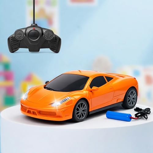 Image of VGRASSP 1:24 Scale Remote Control Racing Car Toy for Kids - 4 Function RC Car with Head Lights and Rechargeable Battery - Color and Design As Per Stock