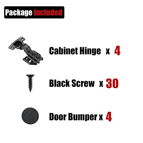 Jqk Cabinet Hinges Black, 100 Degree Soft Closing Insert Door Hinge For Frameless Cabinet With Door Bumper, Stainless Steel Matte Black Finish, 4 Pack, Ch102-Pb-P4 #TOP3