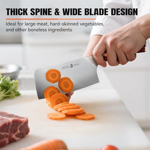Image of TUO Meat Cleaver Knife, 6 inch Sharp Multi-Purpose Chopper for Meat Vegetable Cutting, German High Carbon Steel Butcher Knife with Pakkawood Handle