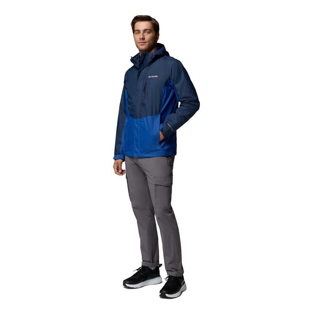 Columbia Męska kurtka Pouring Adventure 3, wodoodporna kurtka przeciwdeszczowa, Collegiate Navy, Mountain Blue, XL