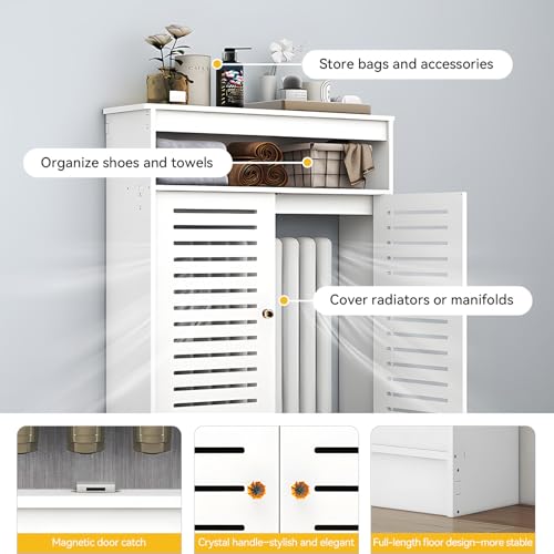 Cubierta de radiador impermeable y ignifuga mueble calefactor facil montaje 5