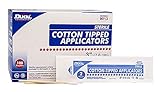 Dukal Cotton Tipped Applicators 3 inch Pack of 200 Swabsticks Wood Shaft 100% Cotton tip Sterile swabsticks for Medical Applications Latex-Free Single use