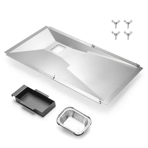 BIQetrae Grease Tray with Catch Pan fits Dynaglo Nexgrill BHG Kenmore Backyard Charbroil Uniflame Expert Gas Grill Adjustable Drip with Catch Pan for 3/4/5 Burner Gas Grill