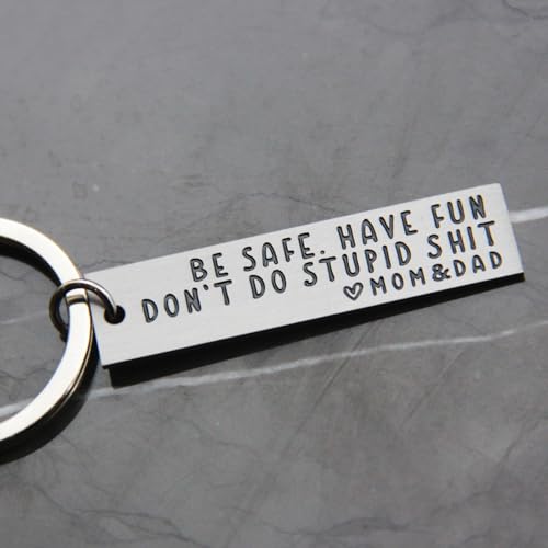 OFlyDesigns Drive Safe Keychain for Teens, Funny “Be Safe Have Fun” Message, New Driver & Graduation Car Gift,Funny Gift from Mom or Dad - Thumbnail 3
