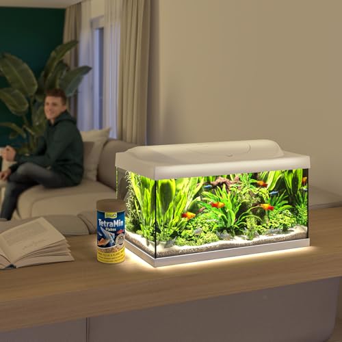 Tetra Starter Line 54 L Aquarium Weiß, Komplett-Set - inkl. Tag- & Nachtlicht LED-Beleuchtung, Innenfilter, Heizer, Fischfutter und Wasseraufbereiter