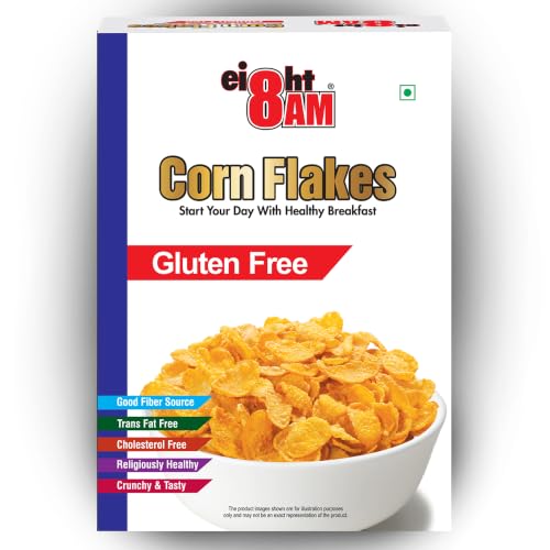 Image of 8AM Corn Flakes Gluten Free 300g, 99% Fat Free, & Cholesterol Free, Trans Fat, Artificial Additives, Crunchy & Delicious, Nutritious Whole Grain Breakfast Cereal