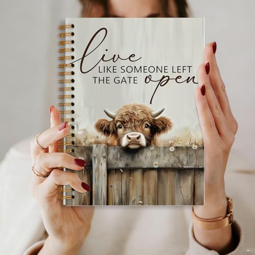 sdfkmlcdl Rustic Highland Cow Spiral Notebook, Highland Cow Lovers Gifts Journal for Women, Live Like Someone Left the Gate Open Inspirational Hardcover Journal, 5.5x8.3 by sdfkmlcdl - Used condition - Image 5