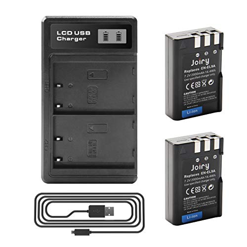 nikon battery charger d3000 - Joiry EN-EL9 EN-EL9a Battery and Charger Compatible with Nikon D40, D40X, D60, D3000, D5000 Cameras