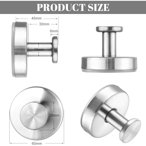 Image of Suction Cup Hooks, 4 Pack Silver Stainless Steel Suction Hooks for Shower