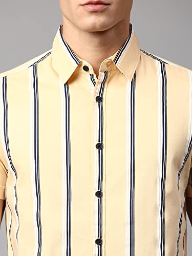 Image of Dennis Lingo Men's Pink Slim Fit Cotton Casual Shirt
