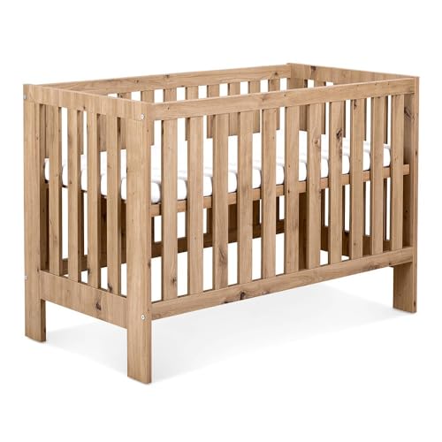 Mon Mobilier Design Amelia II Lit bébé évolutif avec barrière de sécurité Chêne sans tiroir