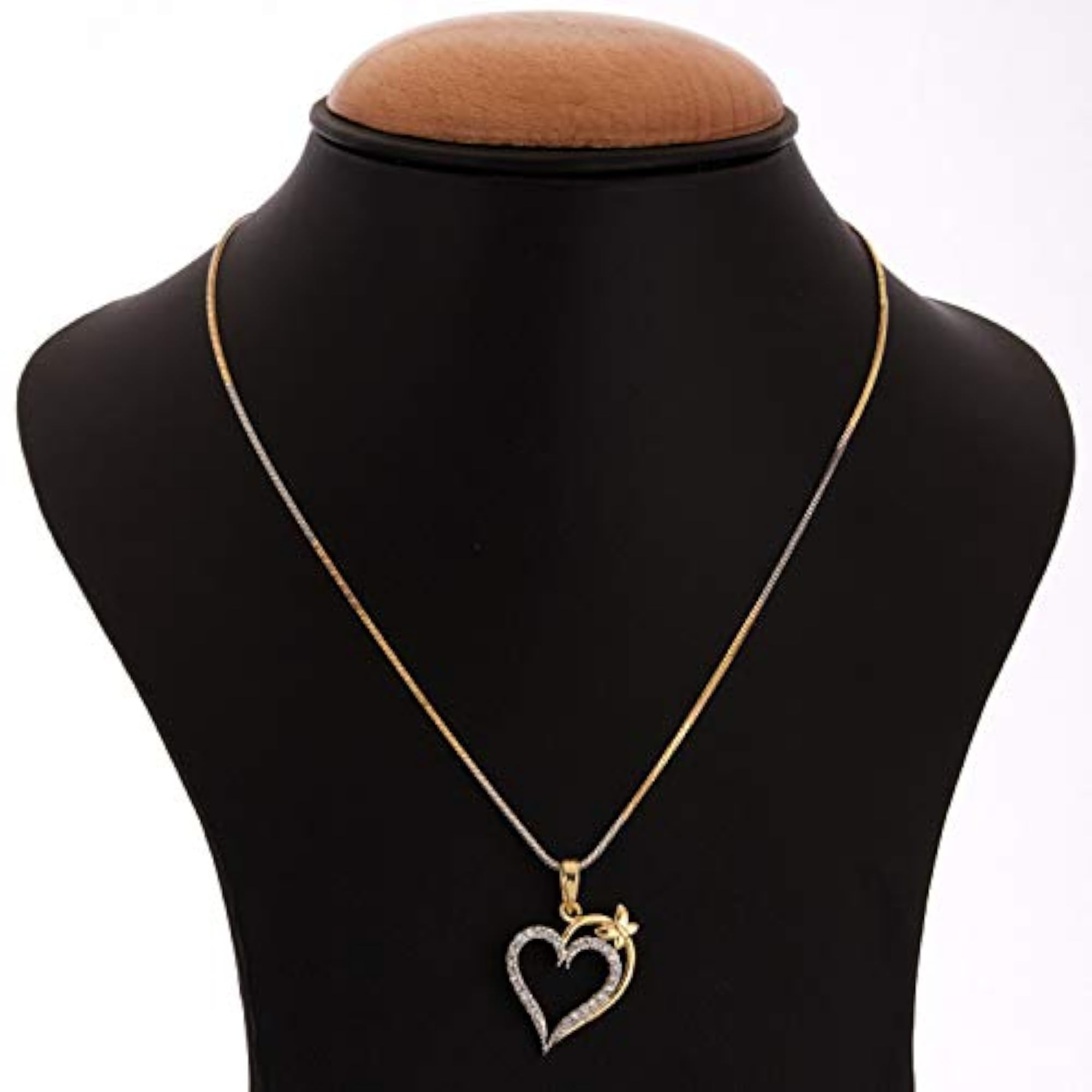 Heart Shape Pendant American Diamond Jewellery