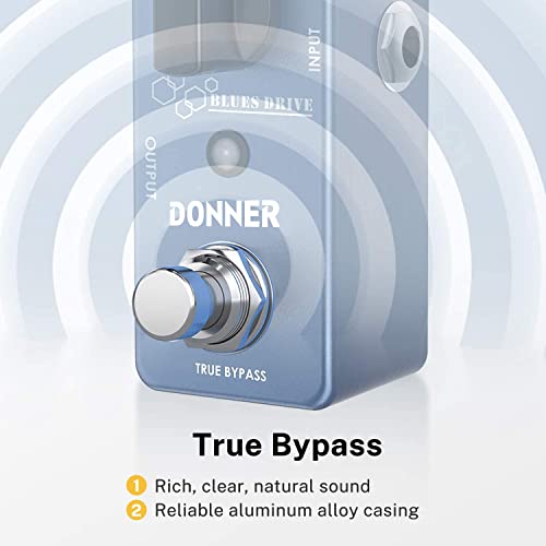 Donner Overdrive Guitar Pedal, Blues Drive Vintage Overdrive Effect Warm/Hot Modes True Bypass #TOP5