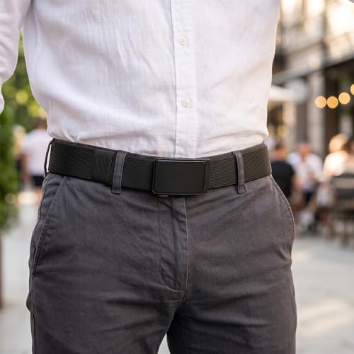 Image of DOOPAI Belt Men, elastic golf belts for men, 2 Pack Nylon Ratchet Belt Mens Belts Casual, Adjustable Trim to Fit