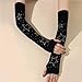 HeiBai Xiong Goth Arm Warmers Y2K Elbow Length Gothic Fingerless Punk Emo Gloves Steampunk Knitted Cutecore Sparkly Star Arm Warmer