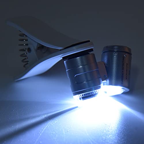 Lupa de câmera de telefone, lente acrílica de microscópio de telefone celular LED 60x para pintura p