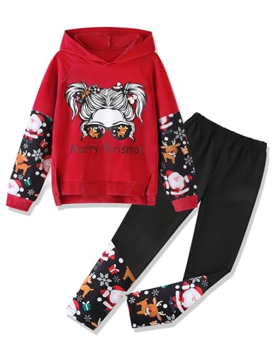 Image of Gaupafmb Girls Clothes Cool Girl Print Tie Dye Hoodie Pullover Sweatshirt Leggings 2PC Outfits