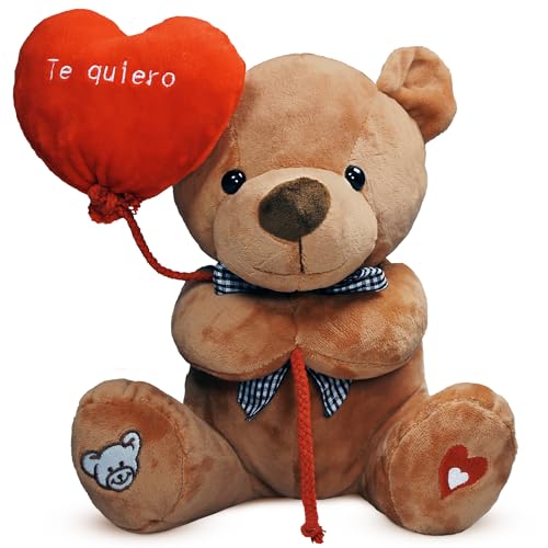 Gdecora Oso de Peluche con Corazón Globo Te Quiero - Osito de 25 cm, Perfecto para Regalos Románticos, Día de San Valentín y Día de la Madre, Marron