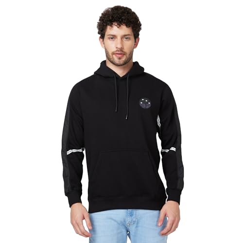 Image of Spykar Blended Hooded Full Sleeve Sweatshirt for Men