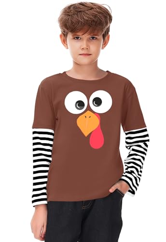 Image of Remimi Unisex Kids Christmas Long Sleeve Shirt Xmas Print Stripe Shirts 2-12 Years