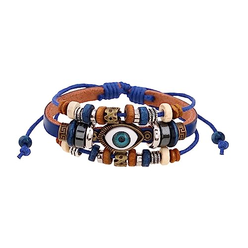 SBHXTDM tressé en Cuir PU perlé, de Manchette, Bracelets Roap Tissé Cuff Wrap Bracelet sculpté Creux pour Hommes