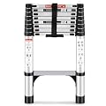Wolec Telescoping Ladder, 8.5FT Aluminum Lightweight Portable Telescopic Ladder, Stabilizers & Wheels, Heavy Duty 330lbs Max Capacity,Extension Ladder for Roofs, RVs, Outdoor-Sliver