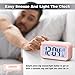 AYRELY Battery Operated Cordless Digital Alarm Clock with Date,Temperature,Smart Sensor Light,12/24Hr,Snooze for Bedrooms,Office,Heavy Sleepers,Kids,Girls (Pink)