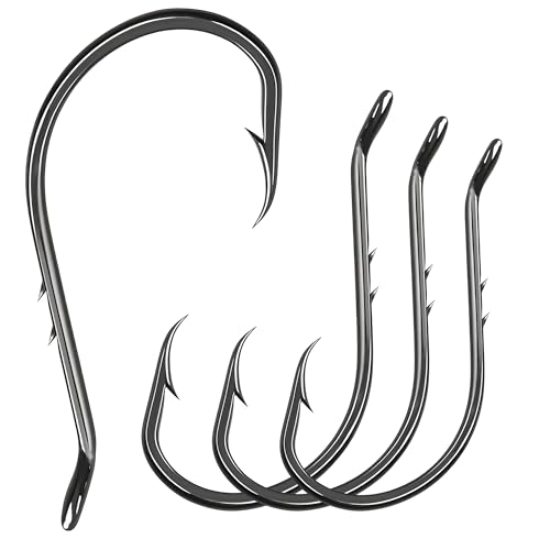 9KM DWLIFE Octopus Hooks 50/100 Pack Double Barb Eagle Claw Fishing Hooks Corrosion-Resistant Circle Hooks for Bass Catfish Walleye