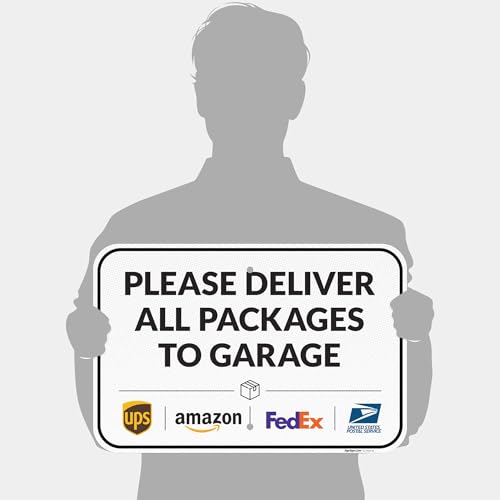Image of Package Delivery Sign, Delivery Instructions Deliver All Package Garage Porch Sign, 12x18 Inches, 3M EGP Reflective .063 Aluminum, Fade Resistant, Made in USA by Sigo Signs