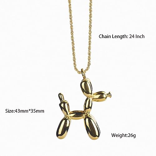 Stainless Steel Animal Balloon Dog Pendant Necklace 3D Cute Animal Charm Poodle Friendship Jewelry 24 Inch Rope Chain2