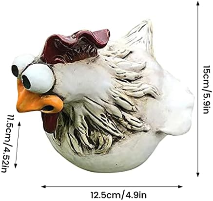 Chicken Hen Statue Ornaments Creative Funny Resin Craft Chicken Sculpture for Garden Fence Decor Hen Sculpture for Garden Lawn Farmhouse Yard Fence Decoration Chicken Hen Statue(B big eyed chicken)