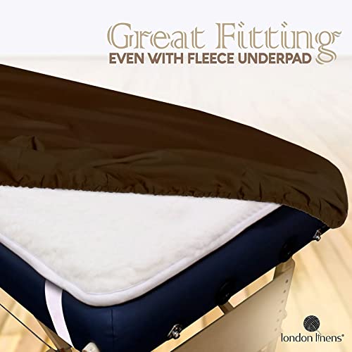 LONDON LINENS Soft Microfiber 3-Piece Massage Table Sheets - Super Lightweight, Stain and Wrinkle Resistant - Includes Table Cover, Fitted Sheet, and Face Rest Cover (Mocha)