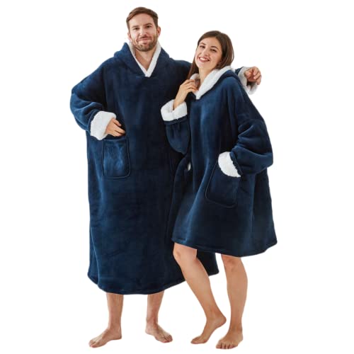 TOUVE Sweat à Capuche Surdimensionné, Sweat Plaid Polaire Chaude Sherpa