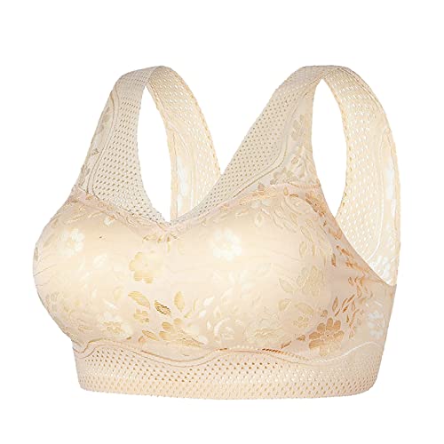 Generisch & Lencería Seda de hielo, Espalda de belleza sin costuras, reunido sin anillo de acero, sujetador limpiador, ropa interior de encaje, chaleco deportivo para mujer, conjunto de mujer, beige