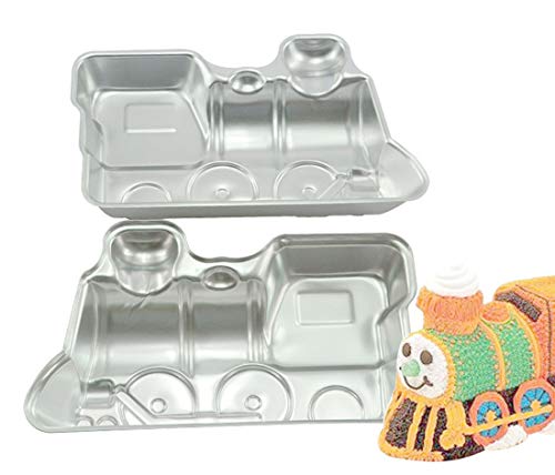 WJSYSHOP 11 Inch locomotive Train Engine Shaped Aluminum 3D Cake Mold Baking Mould Tin Cake Pan - locomotive