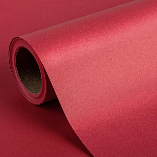 Flyhill Red Kraft Wrapping Paper Roll-Mini Roll-17in x 32.8FT-Recyclable Paper Roll Perfect for Mother's Day,Packing,Floor Covering,Dunnage,Parcel,Table Runner,Kids Doodling,DIY and Craft