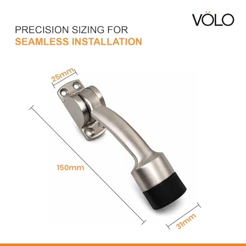 Image of VOLO Royal Door Stopper - Heavy Duty Wall Mounted Door Stop with Rubber Buffer and Screws for Wooden Doors Home Office Hotel Commercial Use, Pack of 1